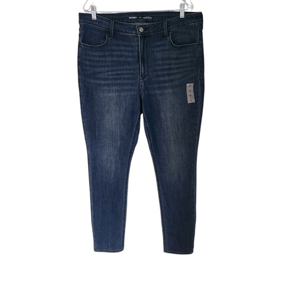 OLD NAVY Jeans High Rise Super Skinny Women's Size 16 Stretch Dark Blue NWT NEW - Picture 1 of 11